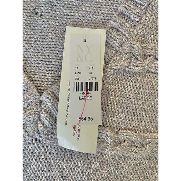 Womens NWT New York & Co Soho Metallic Cable Long Sleeve V-Neck Sweater - Size: - Picture 13 of 15